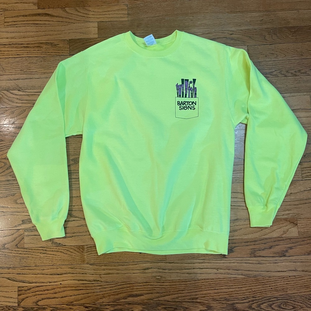 Sean Barton Signs Neon Crewneck Sweatshirt